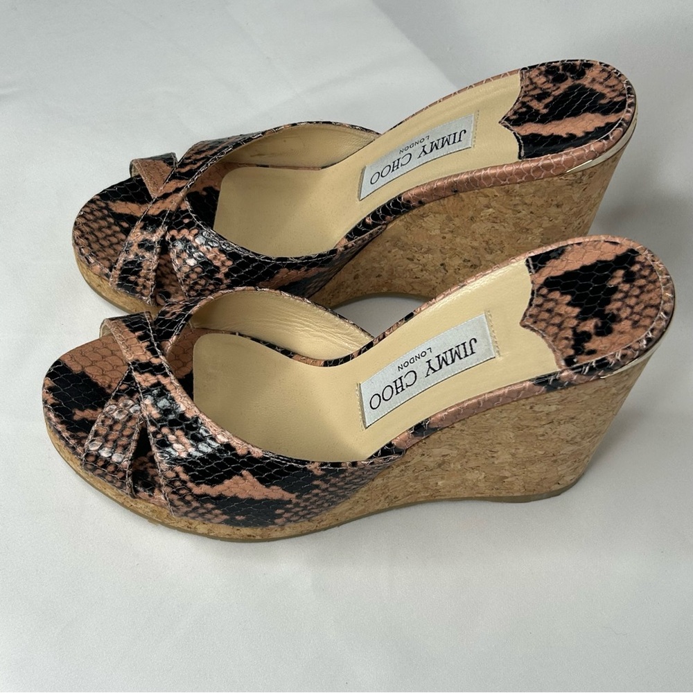 Jimmy Choo Almer 80 Snake-Effect Leather Sandals, 7.5, 37 1/2 - Picture 11 of 13